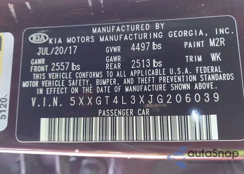 2018 Kia Optima Lx z USA, uszkodzony, nr VIN 5XXGT4L3XJG206039